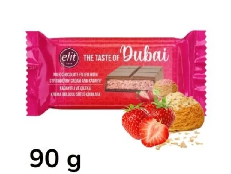Dubai Choklad Jordgubb & Kadayif 90g Elit