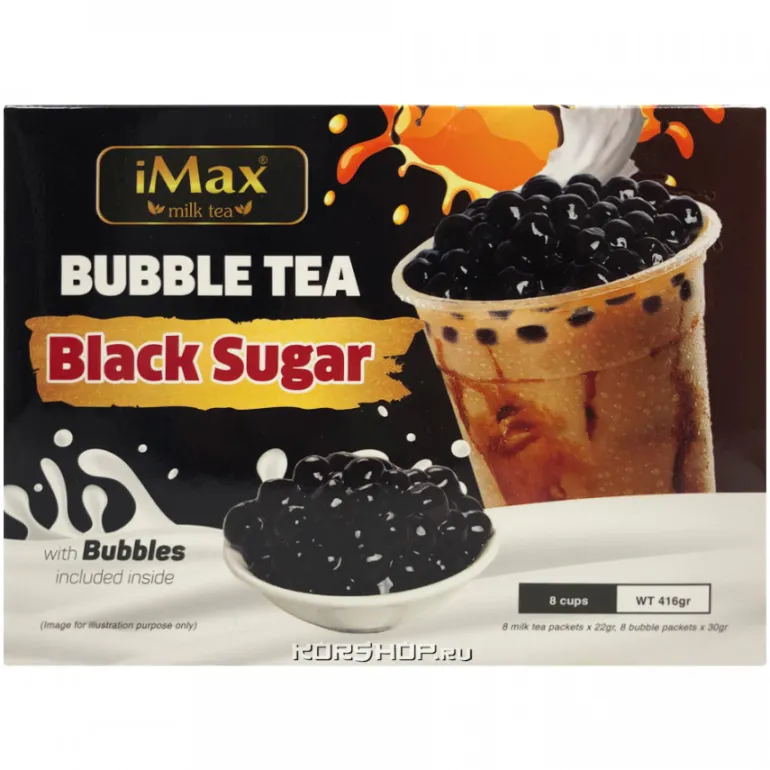 Instant Bubble Tea Kit Black Sugar 8 Packs iMax